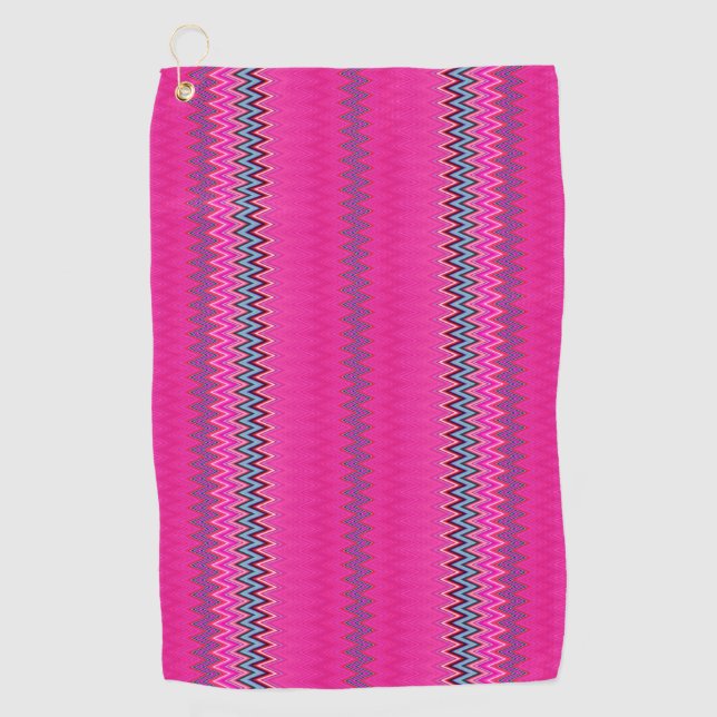 Magenta Zigzag  Golf Towel (Front)