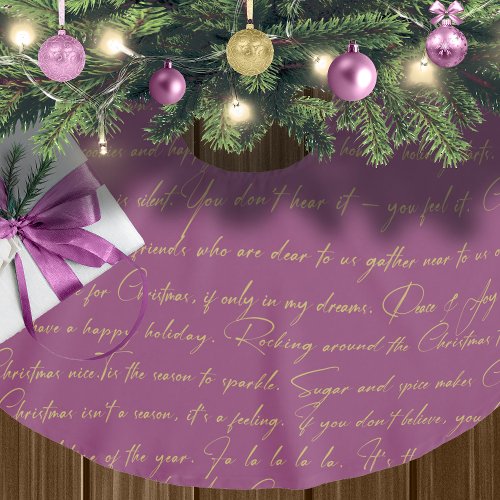 MagentaGold Christmas Typography Pattern36 ID1009 Brushed Polyester Tree Skirt