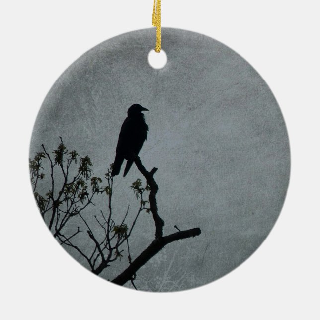 Magestic Crow Ceramic Ornament (Back)