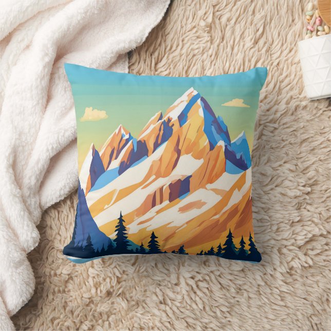 Magestic Mountains Throw Pillow (Blanket)