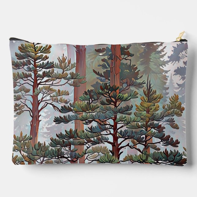 Magestic pine trees forest – Serene forest artwork Accessory Pouch (Back)