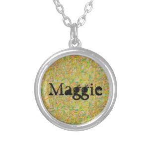 Maggie abstract art woven look silver plated necklace