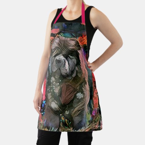MAGGIE Black chow All_Over Print Apron