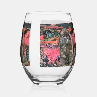 MAGGIE black chow Stemless Wine Glass