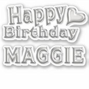 Maggie Happy Birthday silver sticker sticker