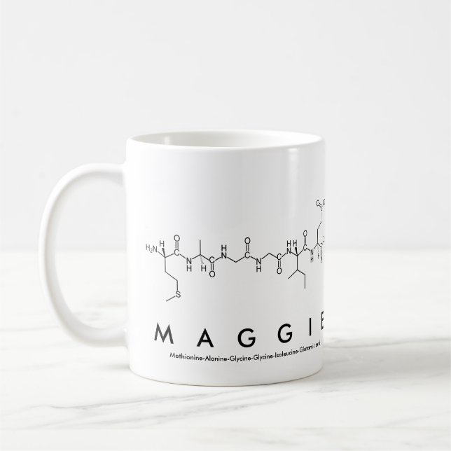 Maggie peptide name mug (Left)
