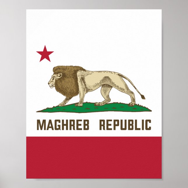 Maghreb Republic Lion Flag Berber Pride Poster (Front)