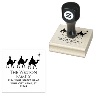 Magi Wisemen Kings Star Xmas #2 Name Address Rubber Stamp