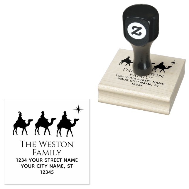  Magi Wisemen Kings Star Xmas #2 Name Address Rubber Stamp (Stamped)