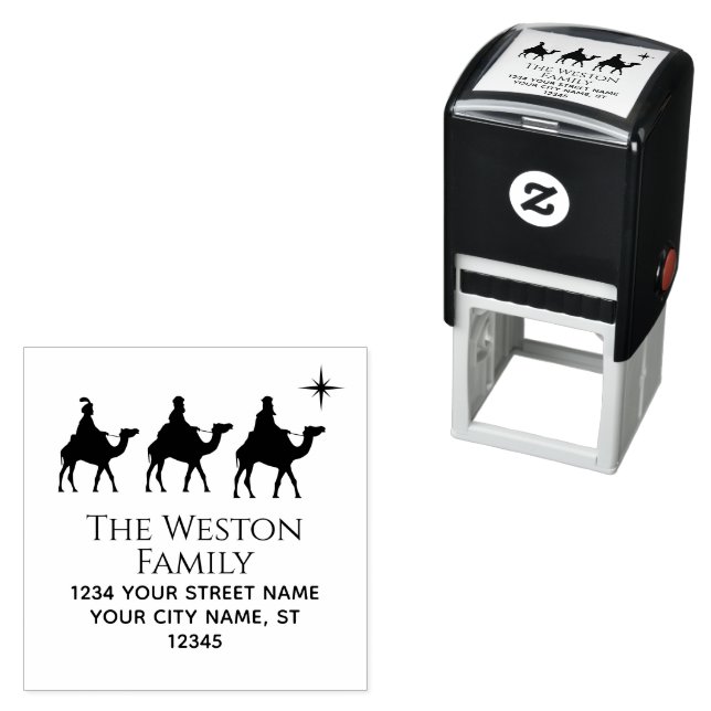  Magi Wisemen Kings Star Xmas #2 Name Address Self-inking Stamp (In Situ)
