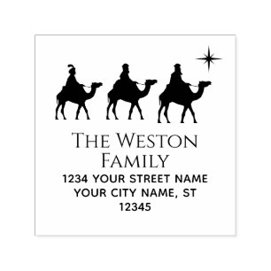 Magi Wisemen Kings Star Xmas #2 Name Address Self-inking Stamp