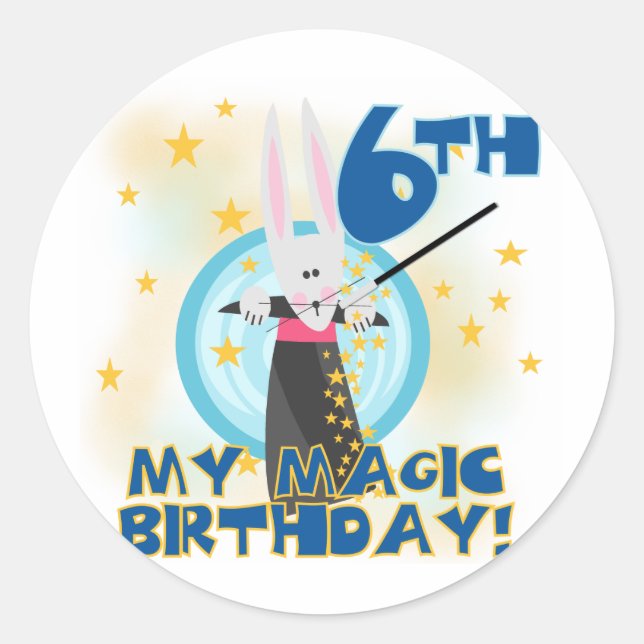 Magic 6th Birthday Tshirts and Gifts Classic Round Sticker (Front)