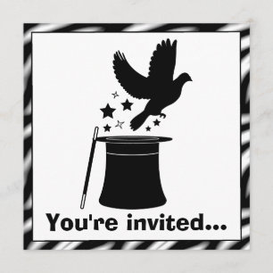 Magic Act: Dove, Hat and Stars Birthday Invitation