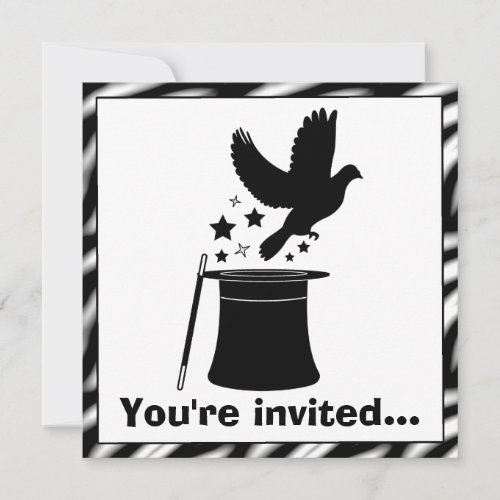 Magic Act Dove Hat and Stars Birthday Invitation