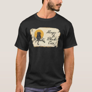 Magic and Black Cats Vintage Halloween Cute Hallow T-Shirt