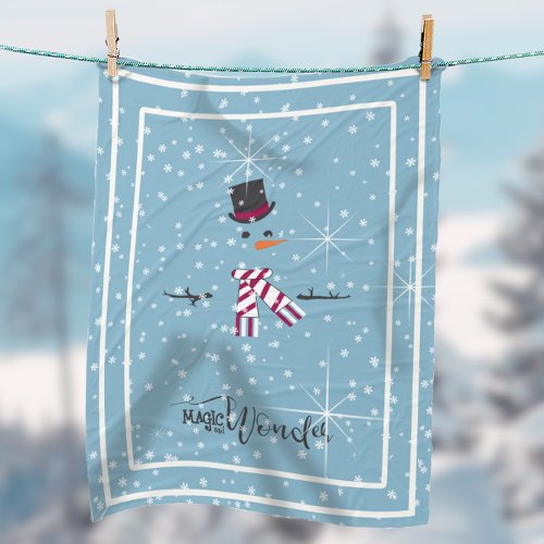 Magic and Wonder Christmas Snowman Blue ID440 Fleece Blanket