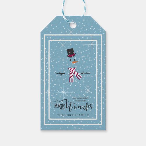 Magic and Wonder Christmas Snowman Blue ID440 Gift Tags