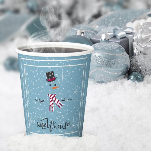 Magic and Wonder Christmas Snowman Blue ID440 Paper Cups