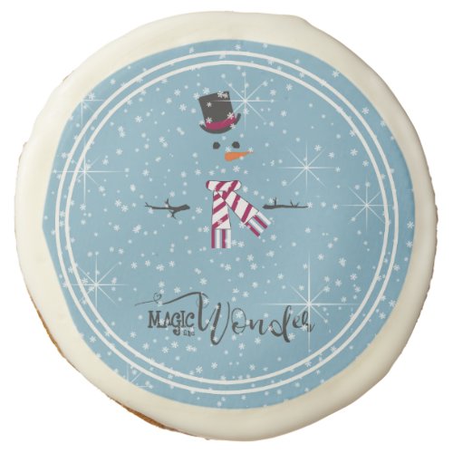 Magic and Wonder Christmas Snowman Blue ID440 Sugar Cookie