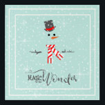 Magic and Wonder Christmas Snowman Mint ID440 Acrylic Print<br><div class="desc">Beautiful minimalist Christmas acrylic wall panel design featuring a stylized snowman framed in white on a mint green background scattered with snowflakes and stars. Elegant trendy typography of 'Magic and Wonder' completes the design. Search ID440 to see other coordinating products and additional color options for this design.</div>