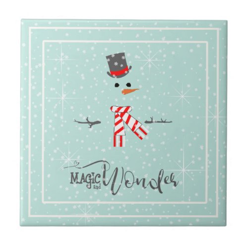 Magic and Wonder Christmas Snowman Mint ID440 Ceramic Tile