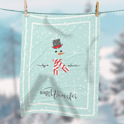 Magic and Wonder Christmas Snowman Mint ID440 Fleece Blanket