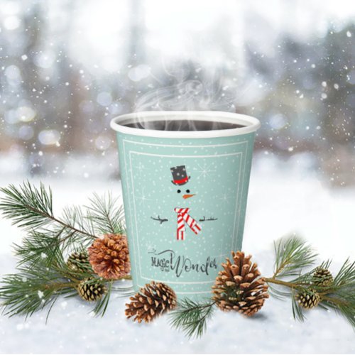 Magic and Wonder Christmas Snowman Mint ID440 Paper Cups