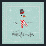 Magic and Wonder Christmas Snowman Mint ID440 Poster<br><div class="desc">Beautiful minimalist Christmas glossy-finish poster design featuring a stylized snowman framed in white on a mint green background scattered with snowflakes and stars. Elegant trendy typography of 'Magic and Wonder' completes the design. Search ID440 to see other coordinating products and additional color options for this design.</div>