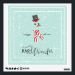 Magic and Wonder Christmas Snowman Mint ID440 Wall Sticker<br><div class="desc">Beautiful Christmas wall decal featuring a stylized snowman framed in white on a mint green background scattered with snowflakes and stars. Trendy typography of 'Magic and Wonder' completes the design. Add your name to personalize if preferred. Search ID440 to see other coordinating products and additional color options for this design....</div>