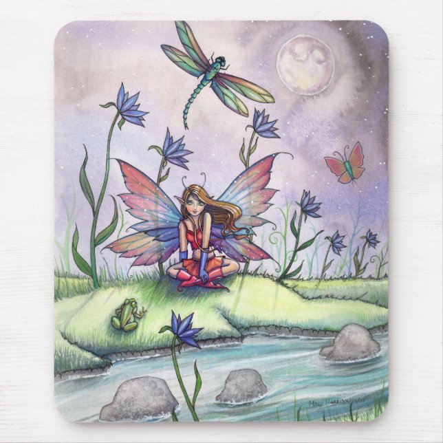 Magic at Dusk Fairy Dragonfly Mousepad (Front)