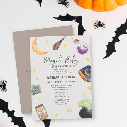 Magic Baby Brewing Neutral Halloween Baby Shower Invitation