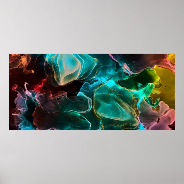 Magic Background. Hand Paint. Flow Creativity Wate Poster (Front)