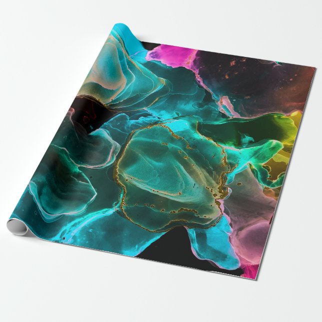 Magic Background. Hand Paint. Flow Creativity Wate Wrapping Paper (Unrolled)