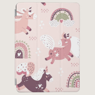 Magic background with little unicorns and rainbows iPad air cover