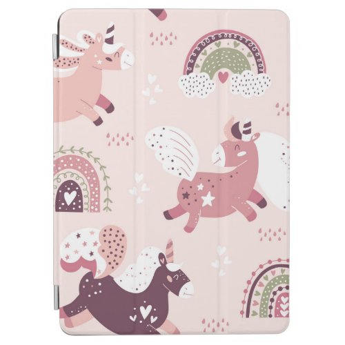 Magic background with little unicorns and rainbows iPad air cover