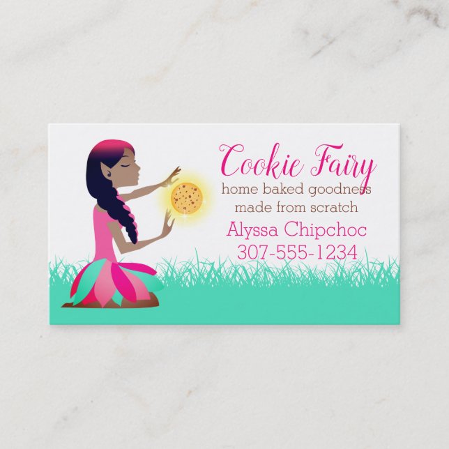 Magic baking African American fairy cookie bakery Business Card (Front)