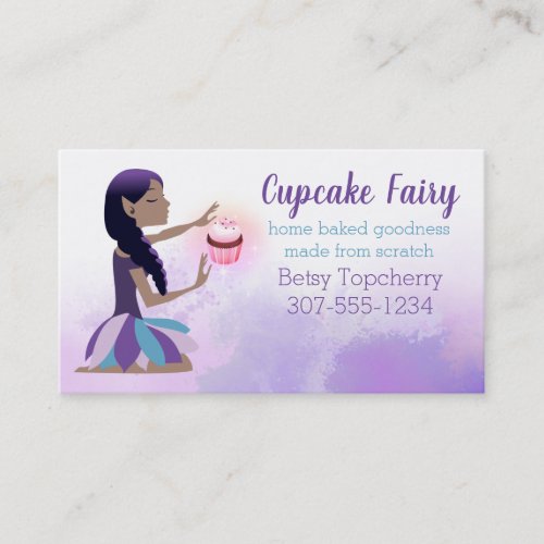 Magic baking African American fairy cupcake bakery Business Card