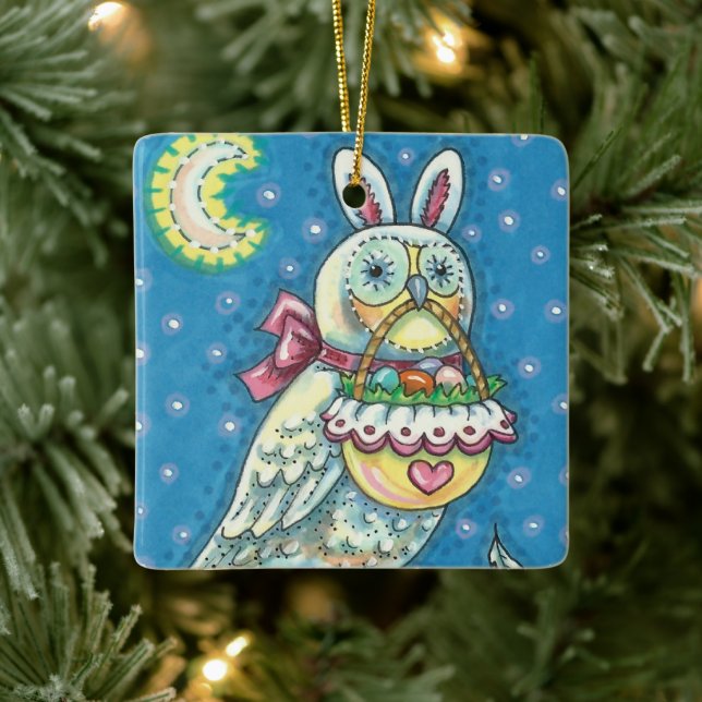 MAGIC BARN OWL, EASTER EGG BASKET, BIRD Dated 2021 Ceramic Ornament (Tree)