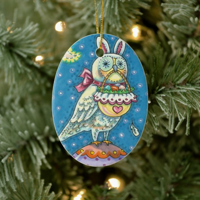 MAGIC BARN OWL, EASTER EGG BASKET, BIRD Dated 2021 Ceramic Ornament (Tree)