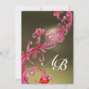MAGIC BERRIES 3,MONOGRAM red agate Invitation