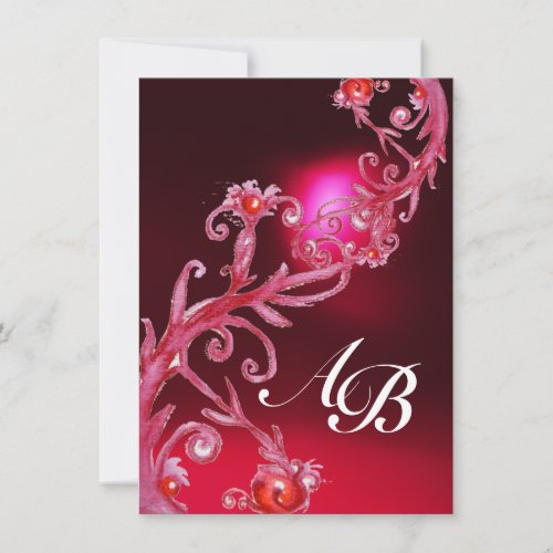 MAGIC BERRIES 4MONOGRAM red burgundy Invitation