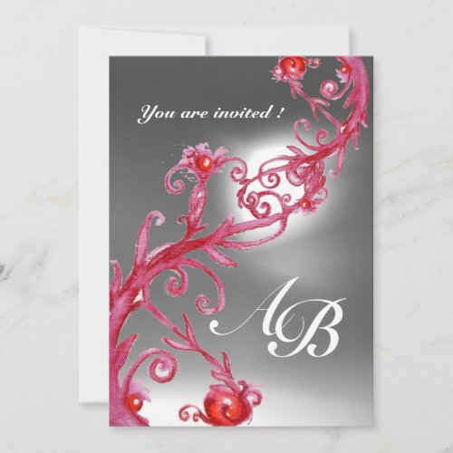 MAGIC BERRIES 4MONOGRAM red burgundy Invitation