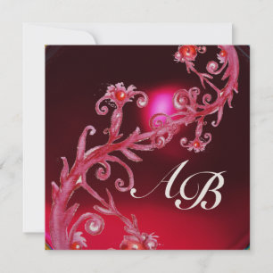 MAGIC BERRIES 4,MONOGRAM red burgundy Invitation