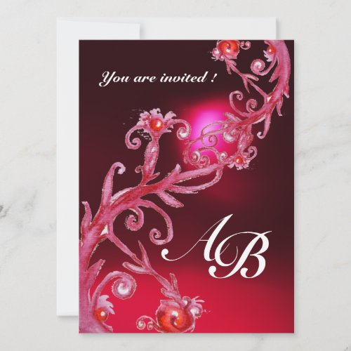 MAGIC BERRIES 4MONOGRAM red burgundy Invitation