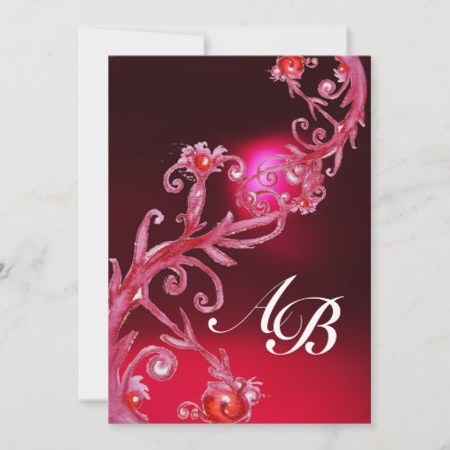 MAGIC BERRIES 4MONOGRAM red burgundy Invitation