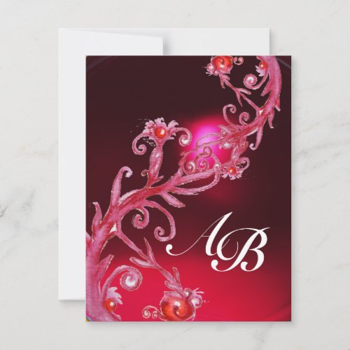 MAGIC BERRIES 4MONOGRAM red burgundy Invitation