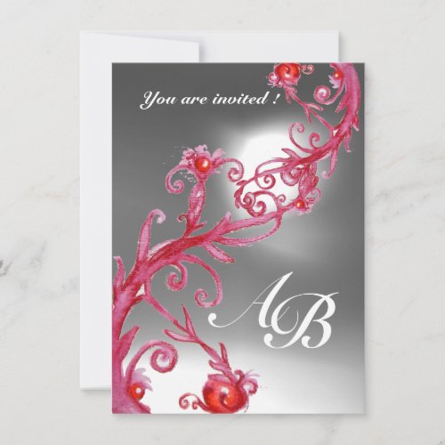 MAGIC BERRIES 4MONOGRAM red white crystal Invitation