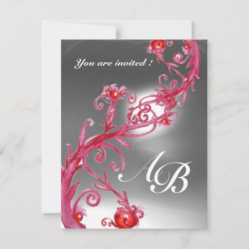 MAGIC BERRIES 4MONOGRAM red white crystal Invitation