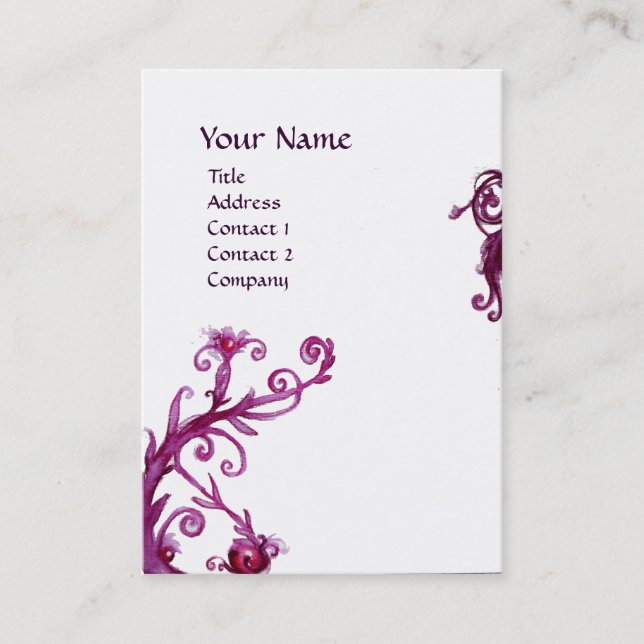 MAGIC BERRIES 4 MONOGRAM white purple red Business Card (Front)