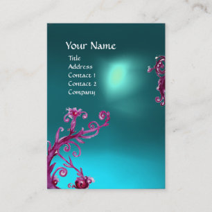 MAGIC BERRIES BLUE AQUAMARINE GEM MONOGRAM Teal Business Card